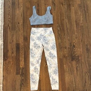 Glyder Blue Floral High-Waist Leggings & Matching Sports Bra Set